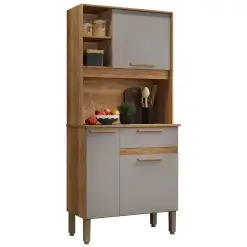 Armario de Cozinha Lia 3 Portas 1 Gaveta Salleto Cinamomo Off White