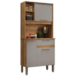 Armario de Cozinha Lia 3 Portas 1 Gaveta Salleto Cinamomo Off White