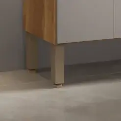 Armario de Cozinha Lia 3 Portas 1 Gaveta Salleto Cinamomo Off White Detalhe Pe