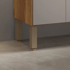 Armario de Cozinha Lia 3 Portas 1 Gaveta Salleto Cinamomo Off White Detalhe Pe
