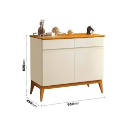 Buffet Magnum 90cm 2 Portas 2 Gavetas EDN Off White Cedro Medidas