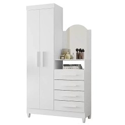 Comoda Capri 4 Gavetas 2 Portas com Espelho Albatroz Branco