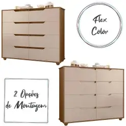 Comoda Doble 8 Gavetas Albatroz Jatoba Fendi Flex