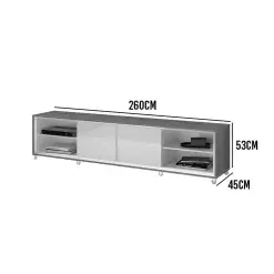 Rack Thor 260cm 2 Portas para TV ate 75 Polegadas EDN Cedro Off White Medidas