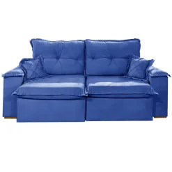 Sofa Atlanta 4 Lugares Retratil E Reclinavel 230cm Tecido Veludo Uniao Azul