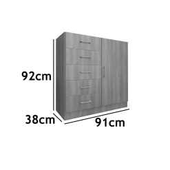 Comoda Miami 5 Gavetas 1 Porta Fellicci Medidas