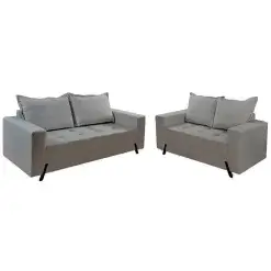Conjunto de Sofa 8100 em Linho com 2 e 3 Lugares Boareto Cinza