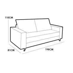 Conjunto de Sofa 8100 em Linho com 2 e 3 Lugares Medidas