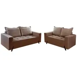 Conjunto de Sofa 8100 em Veludo com 2 e 3 Lugares Boareto Marrom