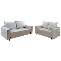 Conjunto de Sofa 8100 em Veludo com 2 e 3 Lugares Boareto Prata