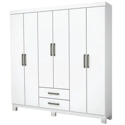 Guarda Roupa Aries Casal 6 Portas 2 Gavetas Carioca Branco