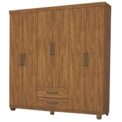 Guarda Roupa Aries Casal 6 Portas 2 Gavetas Carioca Freijo