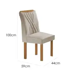 Mesa de Jantar Berlim Redonda com 4 Cadeiras Cel Móveis Cinamomo Off White Medidas