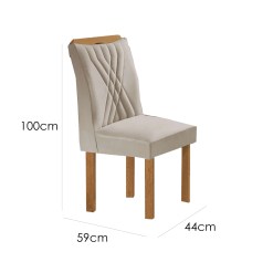 Mesa de Jantar Berlim Redonda com 4 Cadeiras Cel Móveis Cinamomo Off White Medidas