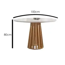 Mesa de Jantar Berlim Redonda com 4 Cadeiras Cel Móveis Cinamomo Off White Medidas Mesa