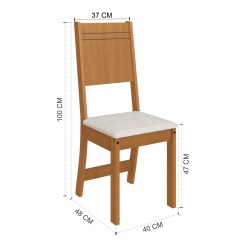 Mesa de Jantar Evora com 4 Cadeiras Indekes Freijo Off White Medidas Cadeira