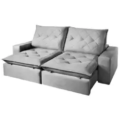 Sofa Hug 4 Lugares Retratil e Reclinavel 250cm Tecido Veludo Bianchi cinza