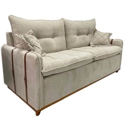 Sofa Living Canada 3 Lugares com Almofadas Soltas Tecido Boucle 200cm Uniao Marfim