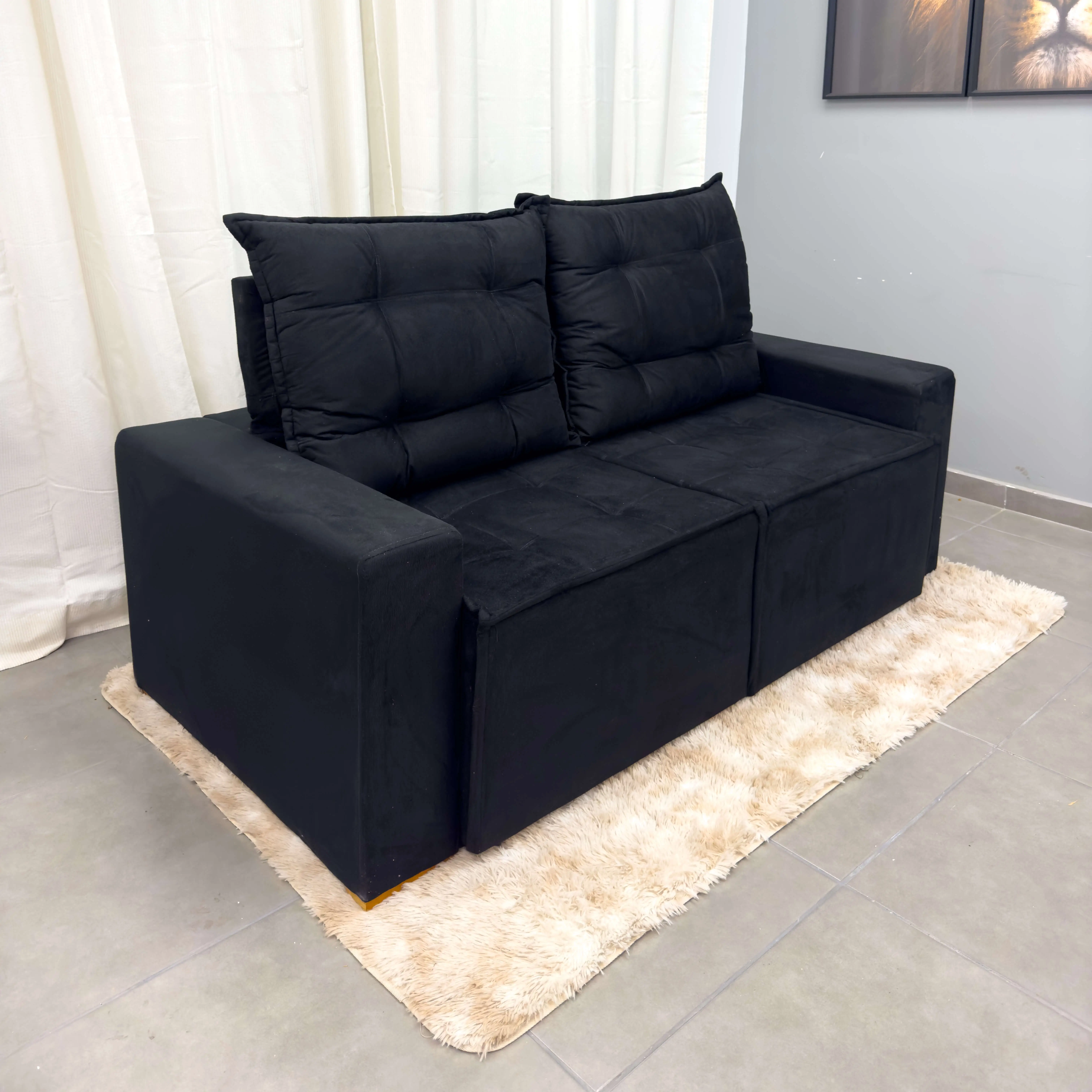 Sofa Macae 3 Lugares Retratil E Reclinavel Tecido Suede 190cm Foto Real