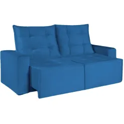 Sofa Macae 3 Lugares Retratil E Reclinavel Tecido Suede 190cm Uniao Azul