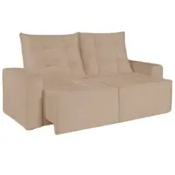 Sofa Macae 3 Lugares Retratil E Reclinavel Tecido Suede 190cm Uniao Bege Castor
