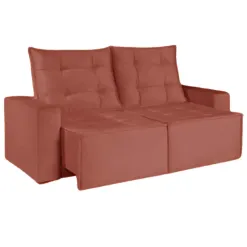 Sofa Macae 3 Lugares Retratil E Reclinavel Tecido Suede 190cm Uniao Cobre
