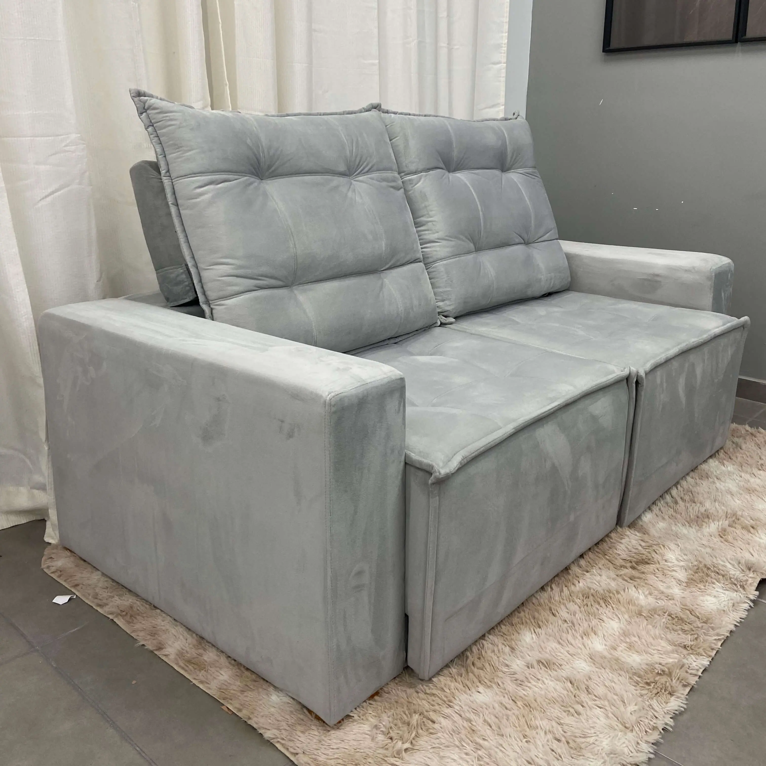 Sofa Macae 3 Lugares Retratil E Reclinavel Tecido Suede 190cm Uniao Foto Real 1