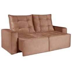 Sofa Macae 3 Lugares Retratil e Reclinavel Tecido Suede 190cm Uniao Marrom