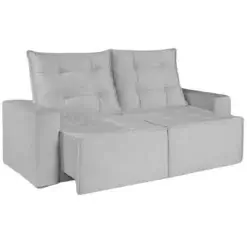 Sofa Macae 3 Lugares Retratil E Reclinavel Tecido Suede 190cm Uniao Prata