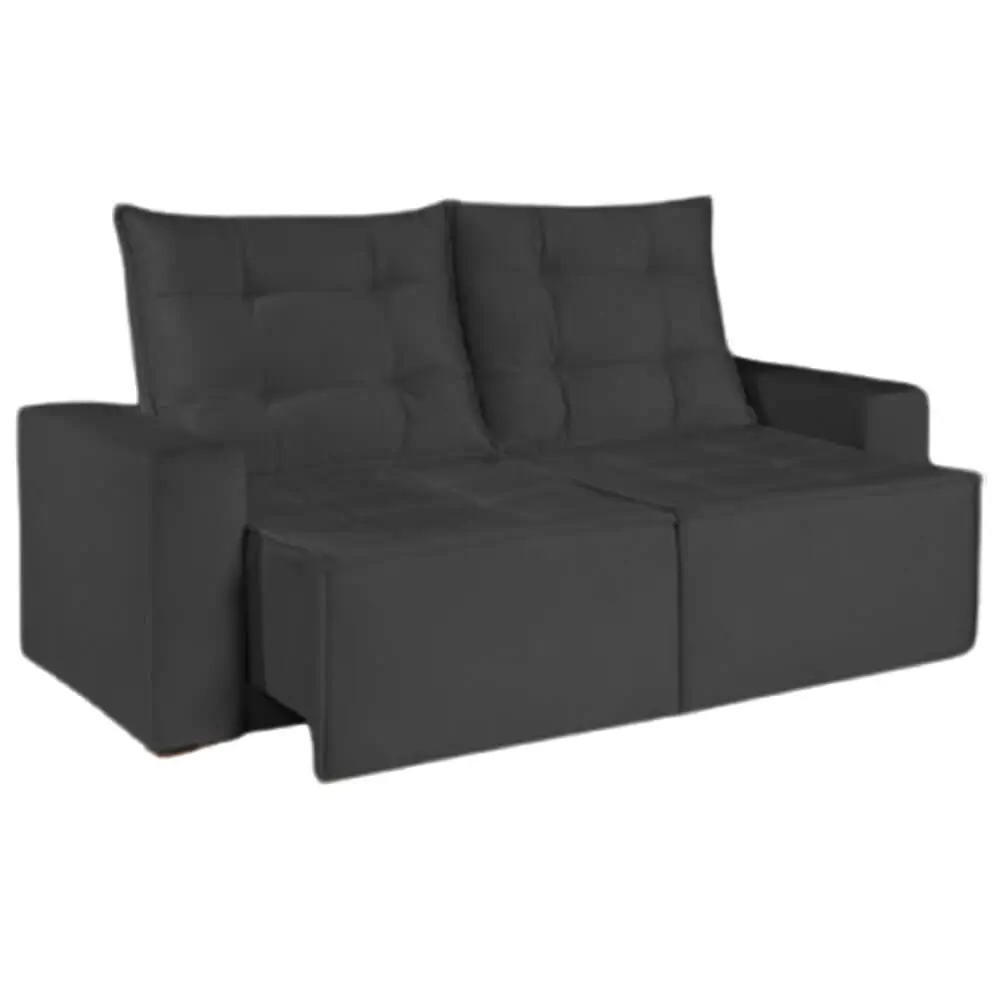 Sofa Macae 3 Lugares Retratil e Reclinavel Tecido Suede 190cm Uniao Preto