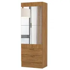 Armario Multiuso Clara 2 Portas com Espelho e 2 Gavetas Carioca Freijo