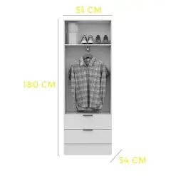 Armario Multiuso Clara 2 Portas com Espelho e 2 Gavetas Carioca Interno Medidas