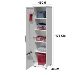 Armario Multiuso Cuiaba 1 Porta 4 Prateleiras Arte Moveis Branco Medidas
