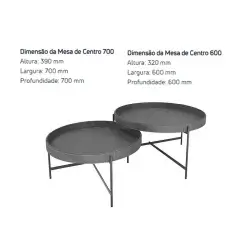 Conjunto Decor Mesa De Centro 600 E 700 Patrimar Whisky Medidas