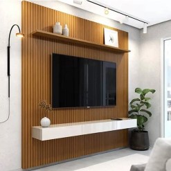 Painel Egeo com Nicho 180cm para TV ate 75 Polegadas EDN Cedro Off White