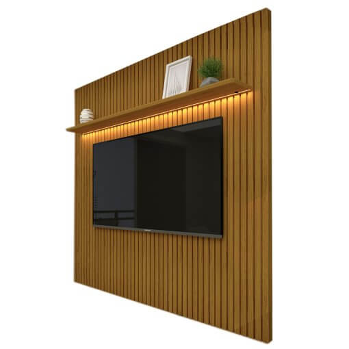 Painel Nobre Sem Nicho 230cm Home para TV ate 85 Polegadas com LED Gelius Naturale