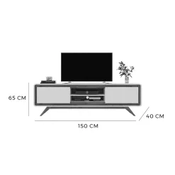 Rack Channel 150cm para TV ate 50 Polegadas 2 Portas Fabrimoveis Off White Nature Medidas