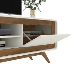 Rack Channel 180cm para TV ate 60 Polegadas 2 Portas Fabrimoveis Off White Nature Detalhe