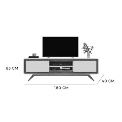 Rack Channel 180cm para TV ate 60 Polegadas 2 Portas Fabrimoveis Off White Nature Medidas