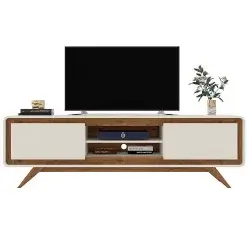 Rack Channel 220cm Para TV Ate 65 Polegadas 2 Portas Fabrimoveis Off White Nature 1