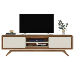 Rack Channel 220cm Para TV Ate 65 Polegadas 2 Portas Fabrimoveis Off White Nature 1