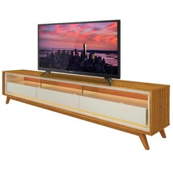 Rack Requinte 212cm para TV ate 75 Polegadas com LED 3 Gavetas Gelius Naturale Off White