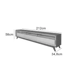 Rack Requinte 212cm para TV ate 75 Polegadas com LED 3 Gavetas Gelius Naturale Off White Medidas