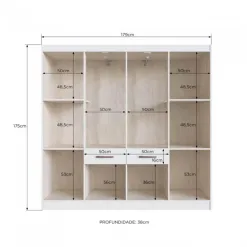 Guarda Roupa Catalunha Casal 10 Portas 2 Gavetas Doripel Medidas Interno