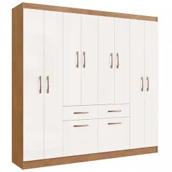 Guarda Roupa Catalunha Casal 10 Portas 2 Gavetas Doripel Off White Nogueira