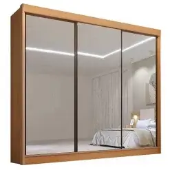 Guarda Roupa Dubai D Doro Casal Todo Espelhado 3 Portas 6 Gavetas Cinamomo
