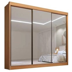 Guarda Roupa Dubai D Doro Casal Todo Espelhado 3 Portas 6 Gavetas Cinamomo