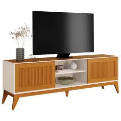 Rack King Para TV Ate 65 Polegadas 2 Portas Ripado Em Impressao 3D EDN Cedro Off White