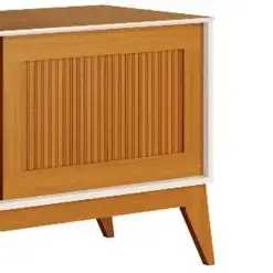 Rack King Para TV Ate 65 Polegadas 2 Portas Ripado Em Impressao 3D EDN Cedro Off White Detalhe