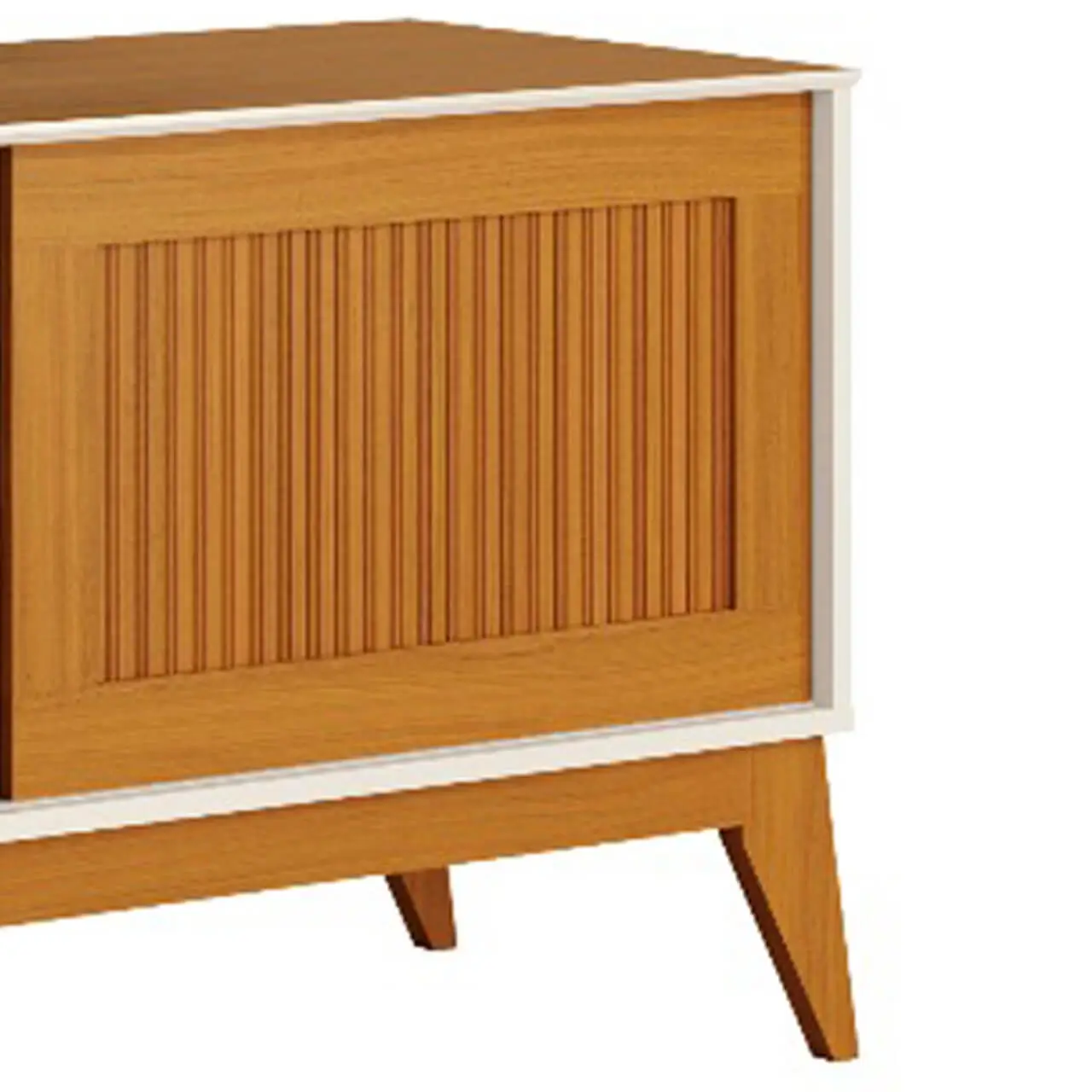 Rack King Para TV Ate 65 Polegadas 2 Portas Ripado Em Impressao 3D EDN Cedro Off White Detalhe